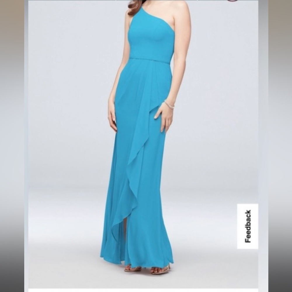 Chiffon One-Shoulder Dress with Cascade